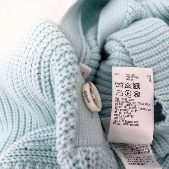 ADEAM Oversize XS Light Blue Sailing Sweater Crop Button Shoulder - Picture 10 of 13